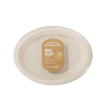 2 x Lemon & Lime ECO Sugarcane Oval Plate Natural 10 Pack - 26x20cm